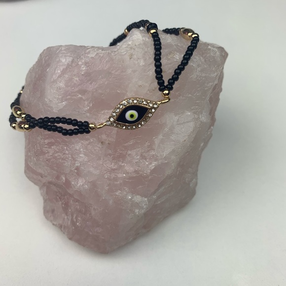 🧿Evil Eye Pave Beaded Stretch Bracelet - Picture 4 of 8